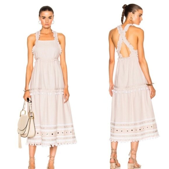 Dodo Bar Or Joseff tiered midi dress with tassels - Picture 1 of 9